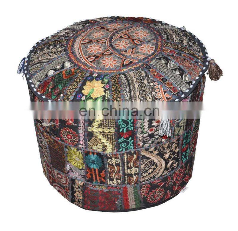 Indian Handmade Ottoman Pouf Cover Vintage Ottoman Pouf Foot Stool Ottoman Pouf Cover