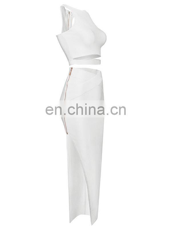 Whole sale high quality fashion long skirt with sleeveless tops for shopping or dating dress