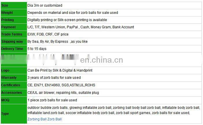 High quality crazy and popular zorb ball racing, rent a zorb ball