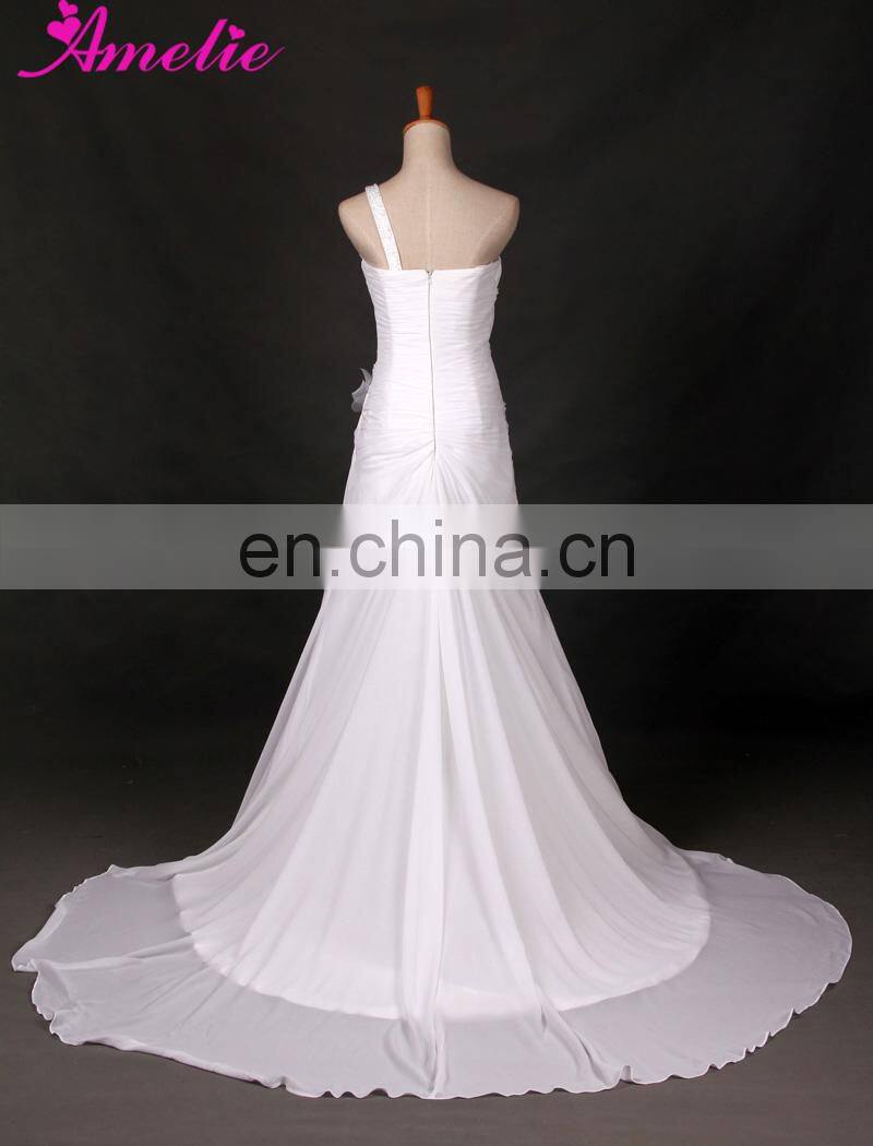 Real White Elegant Chiffon Fabric Wedding Dress