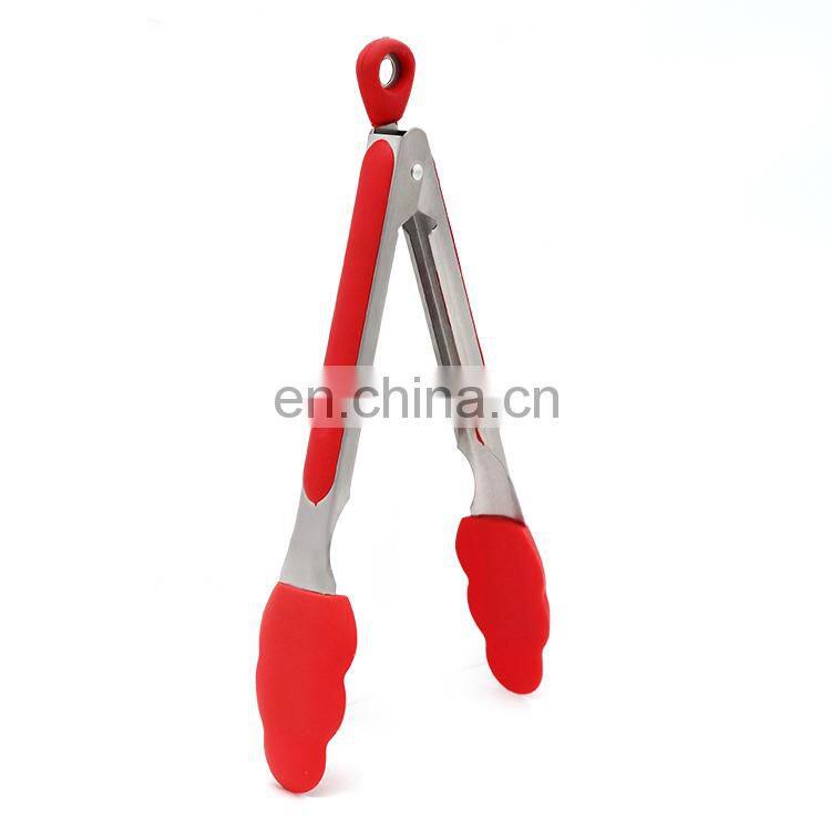 Hot Sell stainless steel handles silicone tongs with Lock