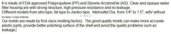 High Quality 5 Inch Water Filter Housing