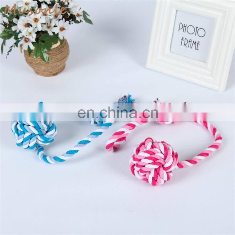 Pet health benefits strong cotton rope hand pull ball pet dog toys to play