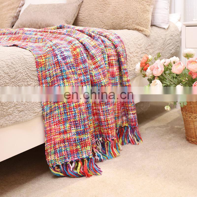 China Cheap Price Tropical Style Multi-Color Rainbow Throw Blanket 63" X 49"