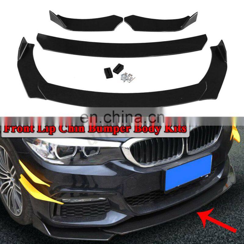 Black three-section design arrives in body kit UNIVERSAL Accessory ABS Universal front bumper lip spoiler