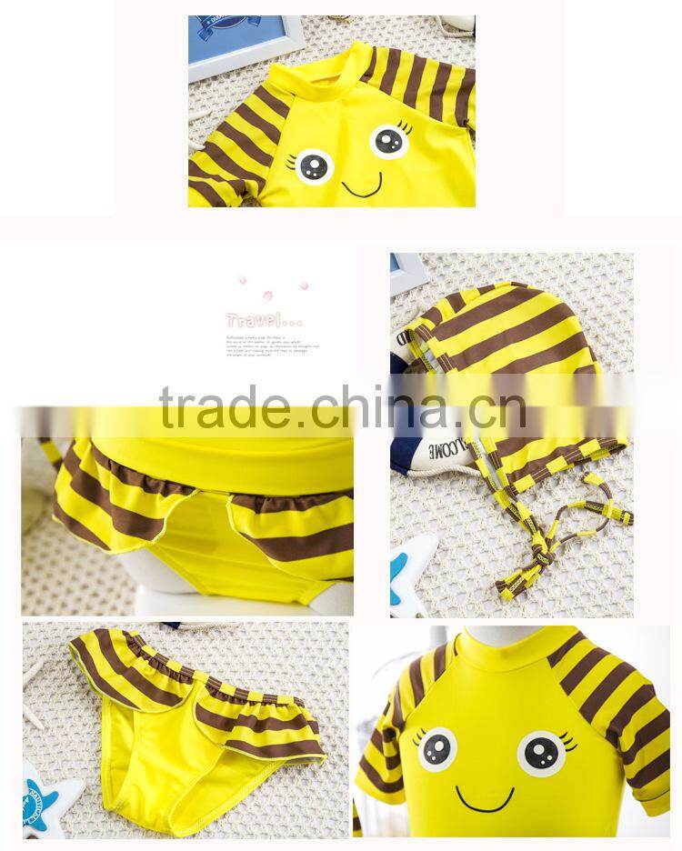 China high quality children swim suit for girls with cap