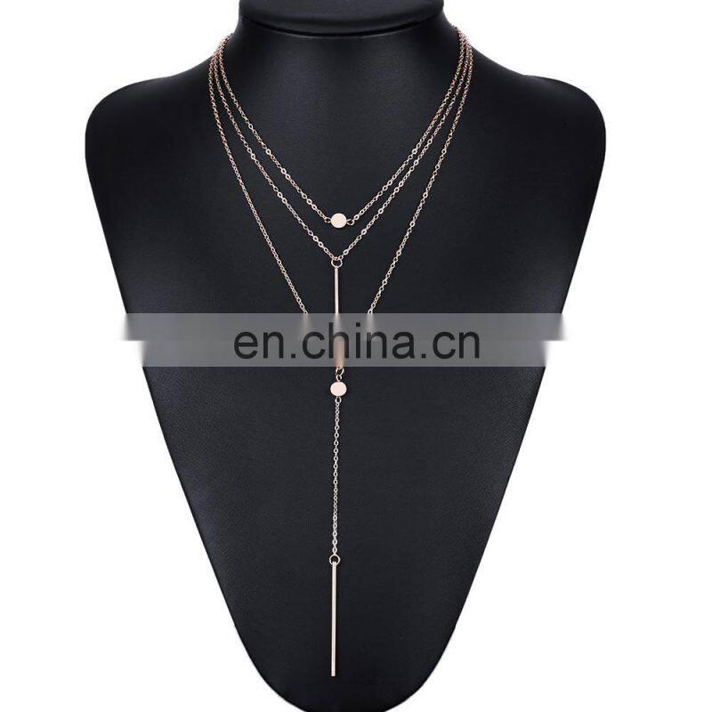 Women Necklaces & Pendants 3 multi layer Necklace Tassel Charm Bar statement for gift