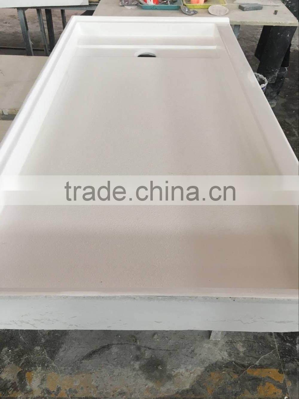 cultured marble trench drain shower pan with off-set drain