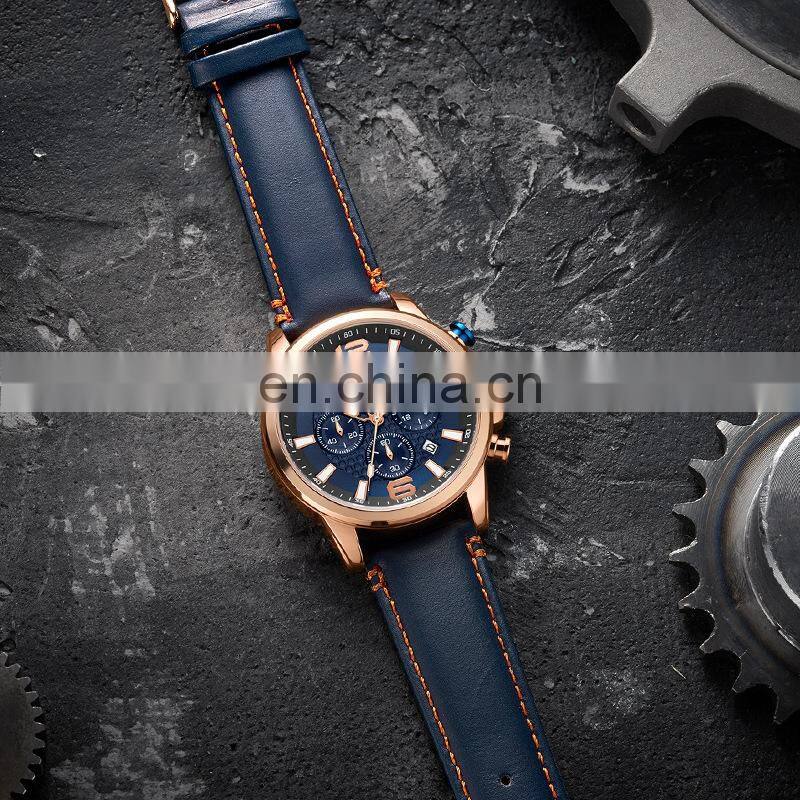 MEGIR 2156G Men Quartz Watch Fashion Casual Leather Watches Waterproof Mens Wrist Watch