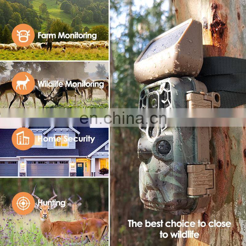 2021 hot new 4K WIFI Hunting Camera APP Control Real Time Animal Monitor with Solar Panel