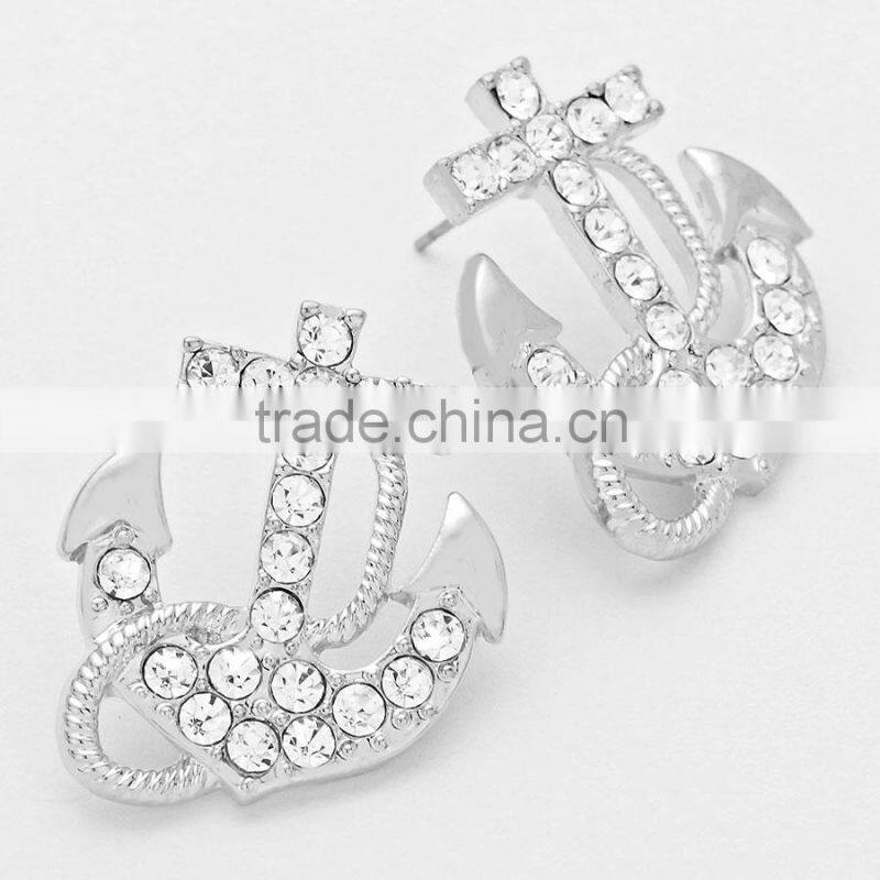 Stud earring wholesale fashion crystal anchor stud earring cheap earring on alibaba