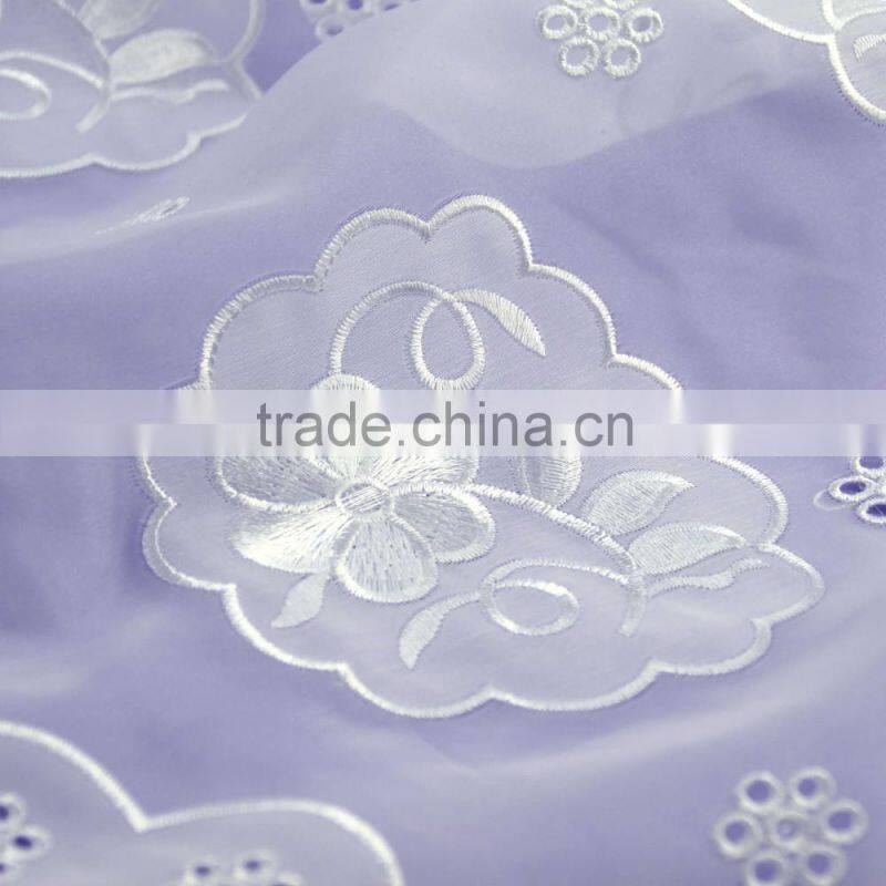 Factory specializing made 100%poly flower printing chiffon flower laser embroidery lace fabric for girl dress