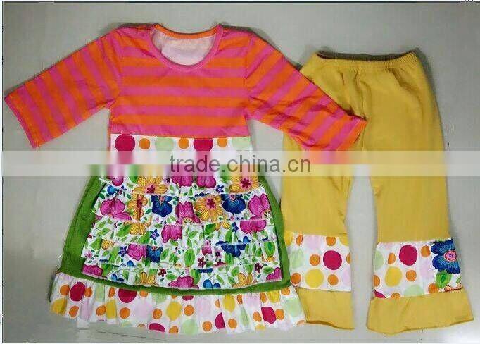 new style white dress clothes and blue bell-bottom girls baby and kids wholesale boutique outfits