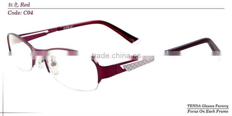 Half-rim metal new design 2014 latest optical eyeglasses frames for women