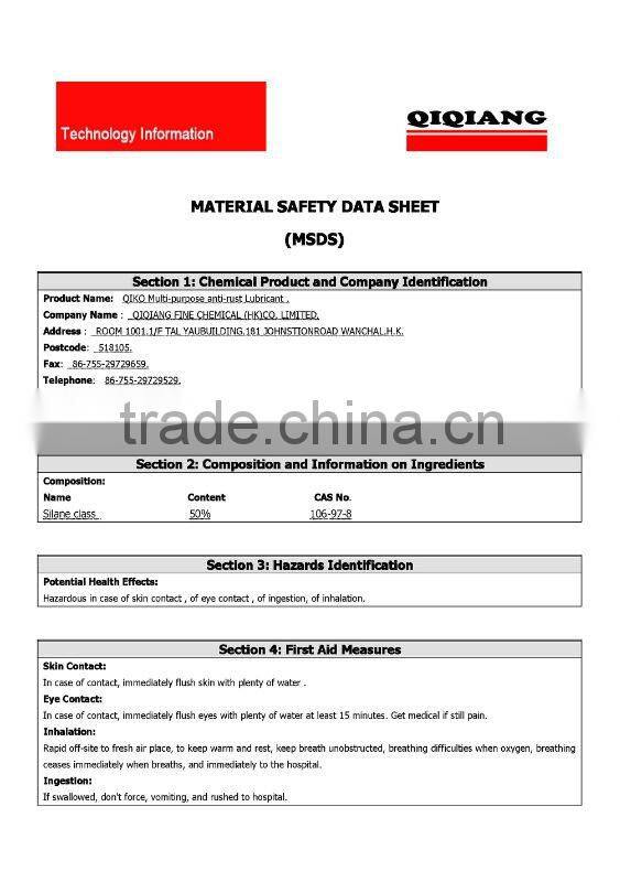 550ml/250ml anti-rust lubricant spray