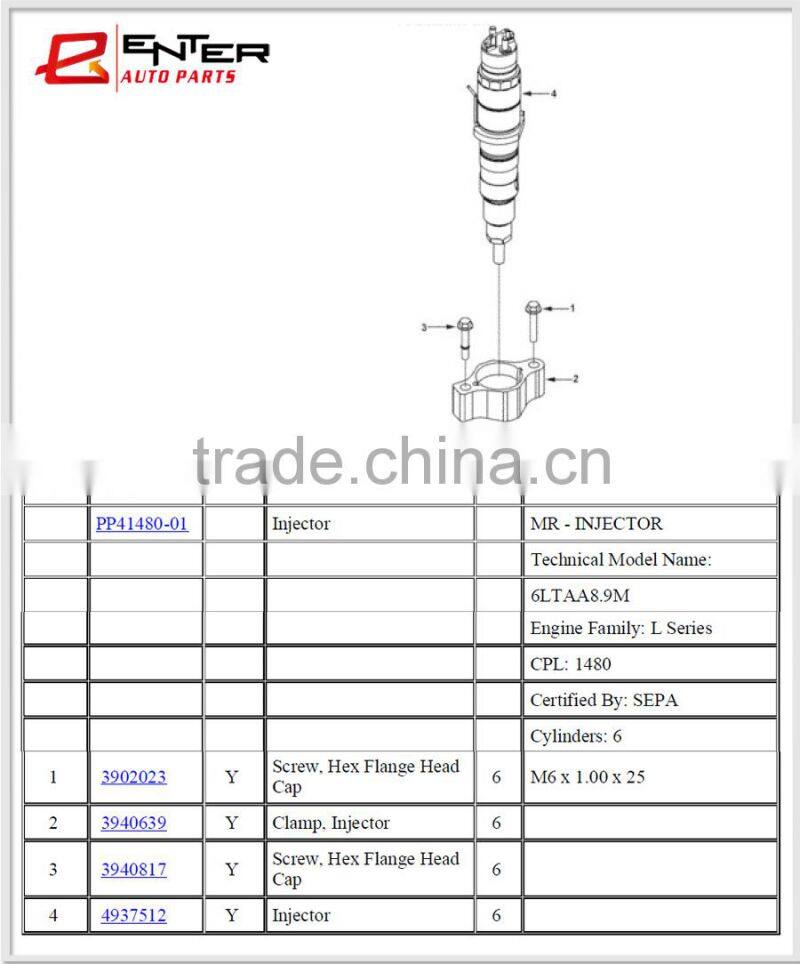 C4937512 high quality 6L engine fuel injector