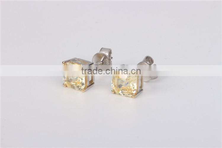 2015 fashion jewelry gold plated yellow crystal stud earrings for women