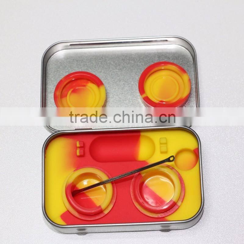 2016 New Fashion 10ml non-stick custom silicone jar in metal box