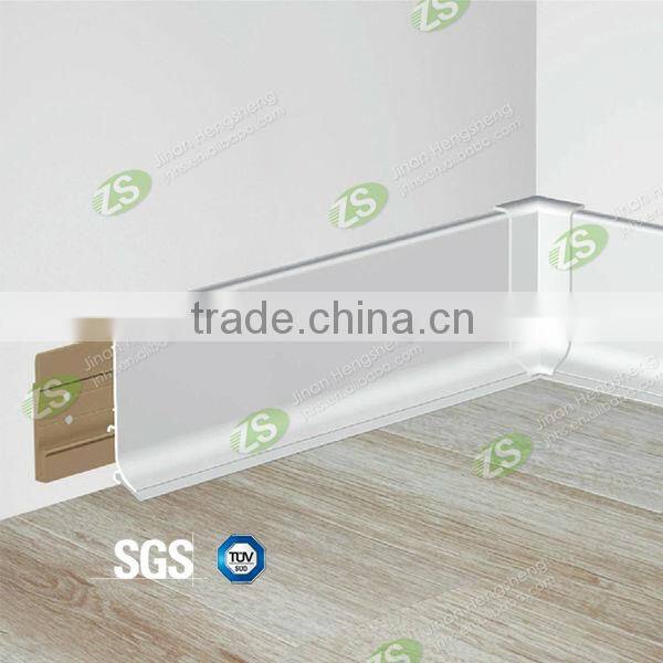 80mm high fire retardant silver brushed aluminium skirting board
