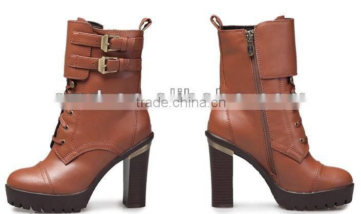 2014 slip resistant women's leather half boots shoes ladies 2014 lace up high heel ankle boots ladies sexy high heels snow boots
