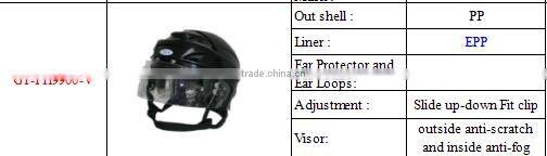 High quality Strong PP TPU ear protector ice hockey helmet for sale with Wire or stainless stell mask grill