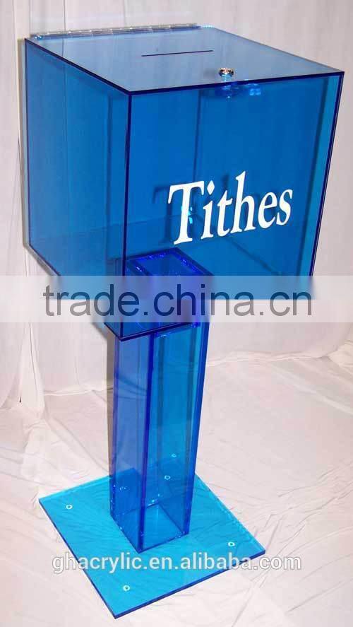 high-end acrylic donation boxes, Magnetic acrylic donation box with lock