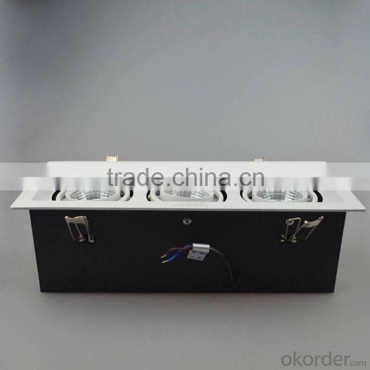 Led grille light dimmable 3pcs 30w cob led spotlight High power COB,high CRI (Ra >80),excellent lighting performance