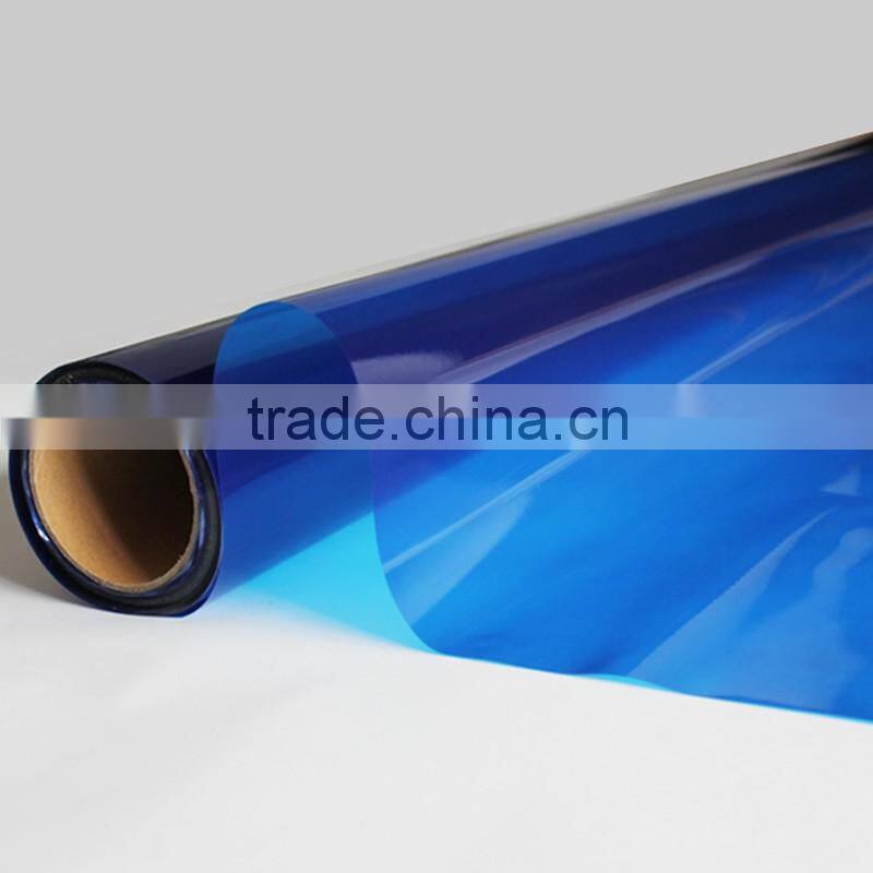 2015 new product blue transparent decorative window film Self Adhesive stained glass window film for home