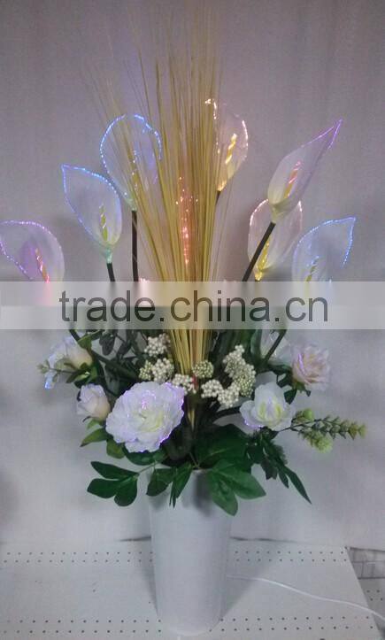 2017 New Garden Decor Lamp Wholesale Price artificial Big size fiber optic Calla Lily Flower Pot