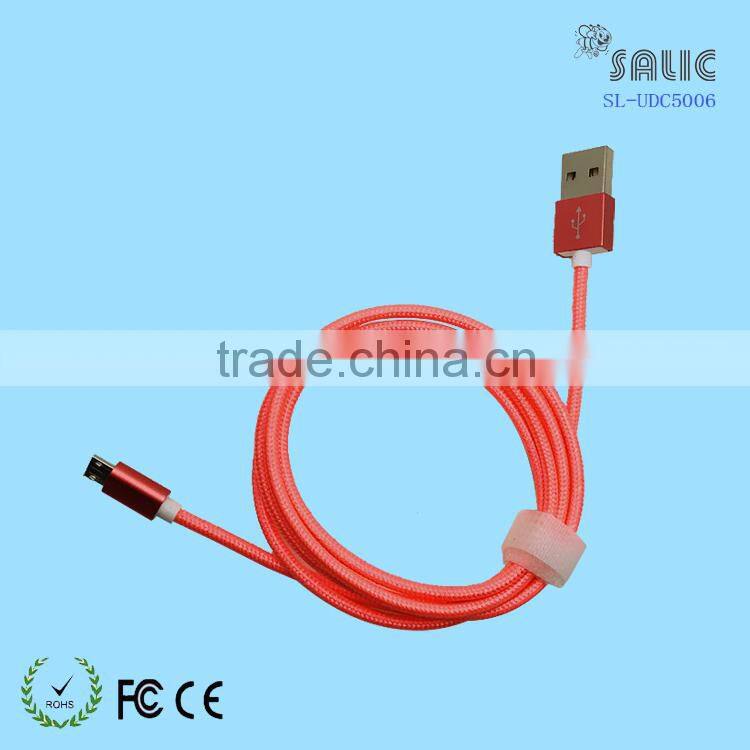 Aluminium alloy braided nylon braided protected cable for micro usb