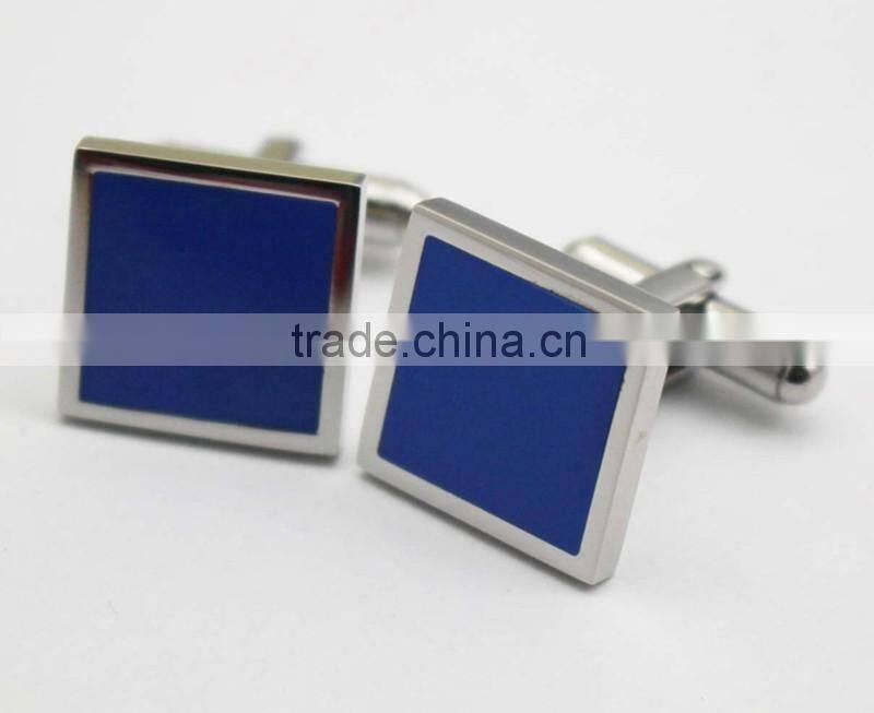 Wholesale Blue Square Shape Stainless Steel Cuff link
