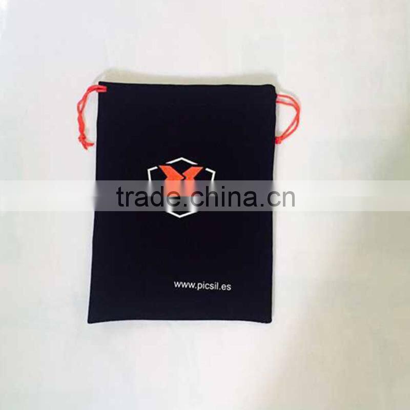 Soft Black Velvet Drawstring Carry Gift Bag Silver Lining 6.5" x 8"