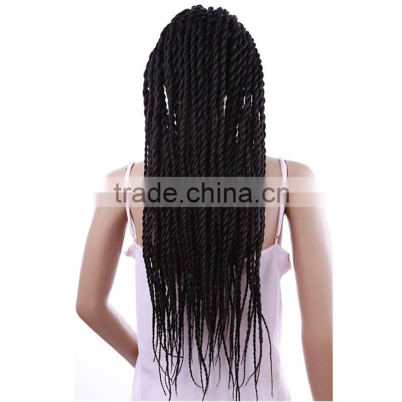 30" Japanese Fiber Micro Pre Braided 3x Box Braids Large African American Synthetic Lace Front Braided Wigs