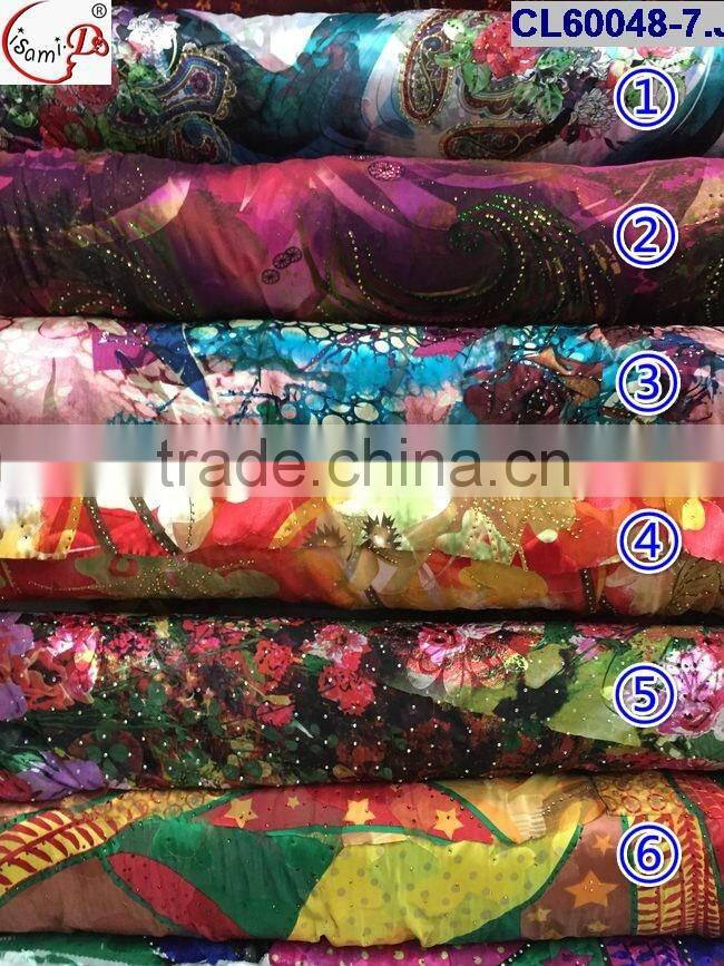 CL60048 New fashionable good quality silk lace fabric with stones wholesale