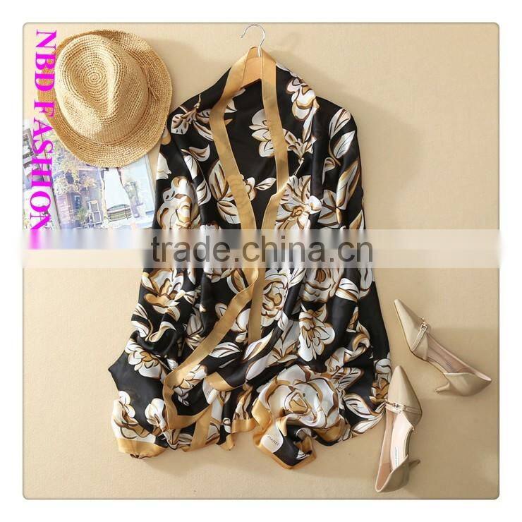 New Arrival Imitated Silk Blue Camellia Scarves and Beach shawls