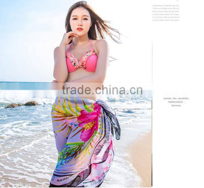 Fashion scarf 2016 peony printed multi wear beach dress