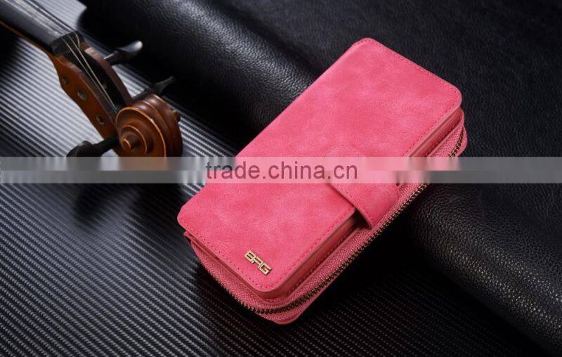 China Manufacturer Wholesale Woven Pattern Pouch Detachable Multifunction Wallet Leather Case for Iphone
