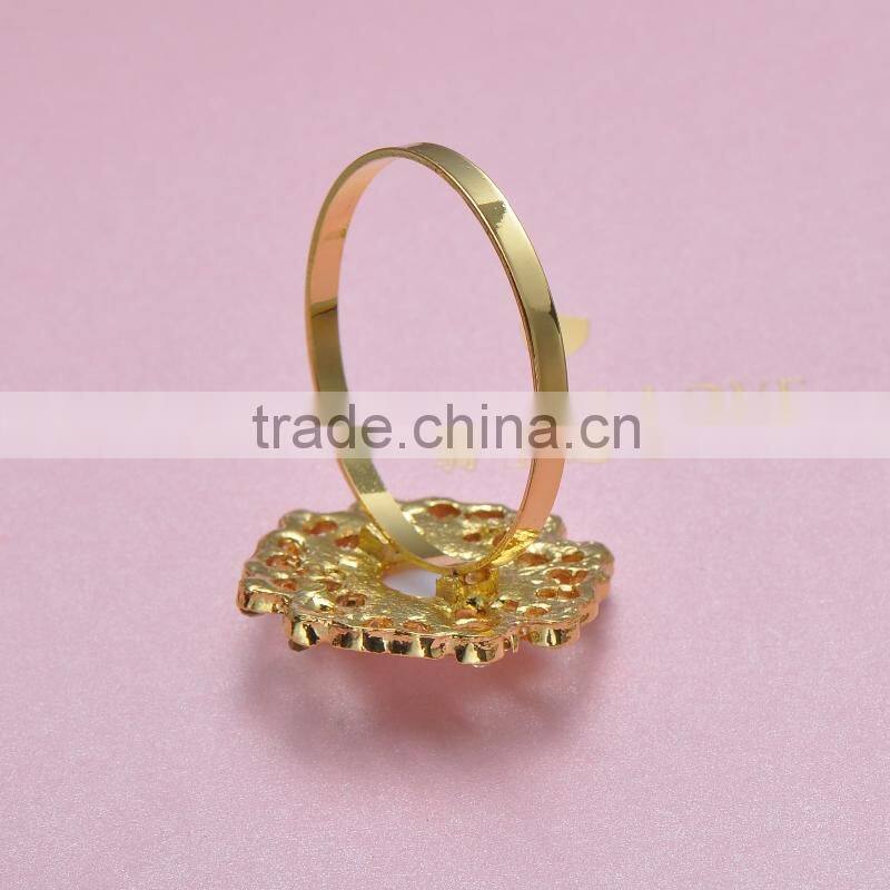 (M0456-ring) 100pcs/lot Elegant Wedding Flower Rhinestone Napkin Rings,34mm diameter ,40mm ring ,nickle plating,pure white pearl