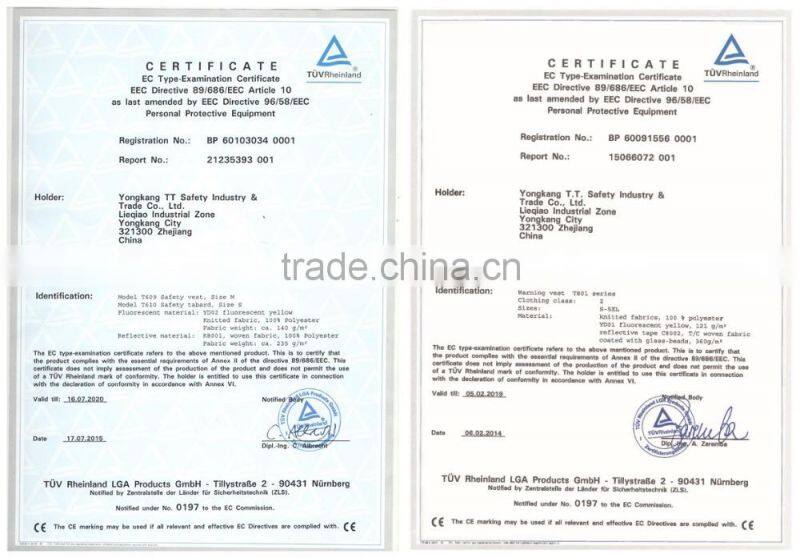 EN471 adult security protection Orange Yellow Reflective Strips Safety Warning Vest Jacket Clothing