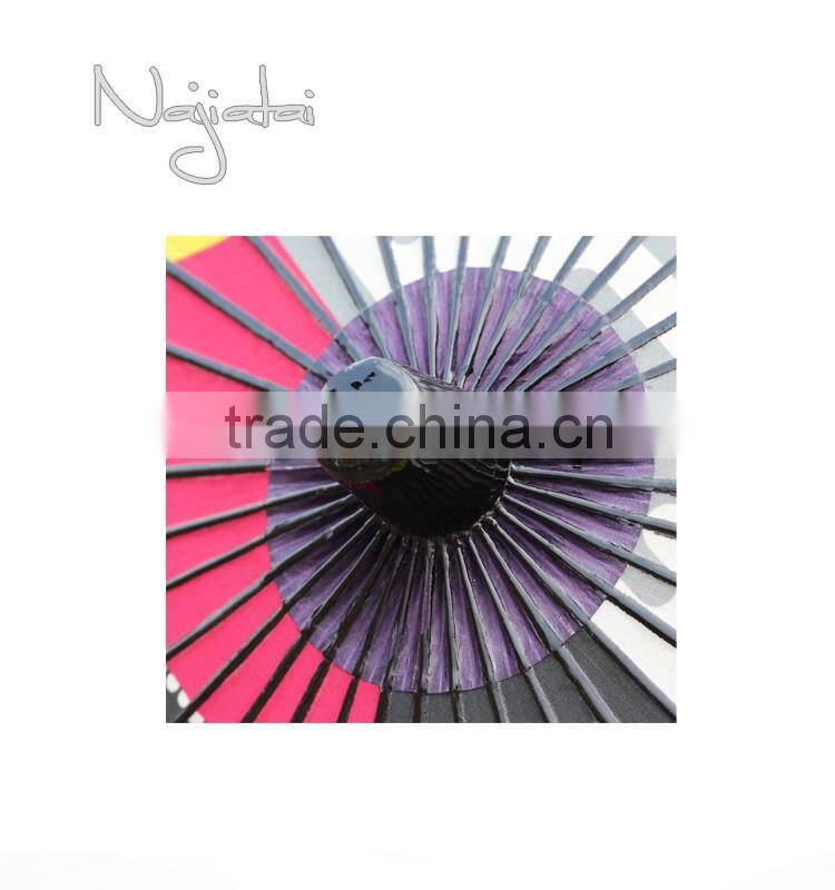 Unusual Shape Colorful Hand Painted Handmade Japanese Cloth Paper Umbrella