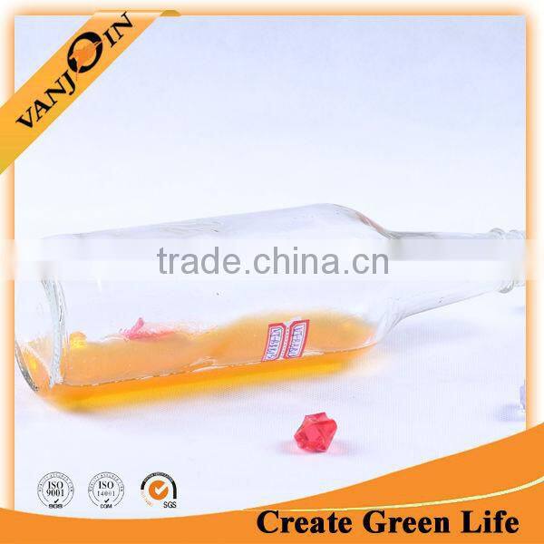 Transparent round shaped vodka glass bottle