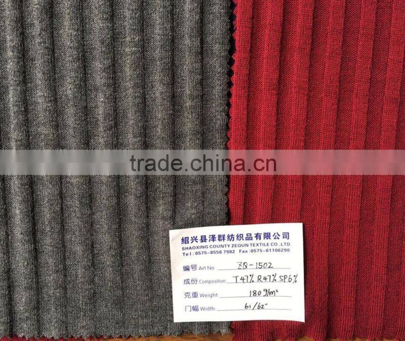 rayon polyester spandex metallic knit fabric, golden yarn dyed knit sweater fabric for clothes