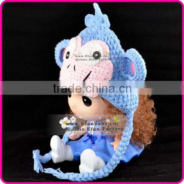 knitted newborn baby monkey earflap hat crochet baby beanie pattern animal hat