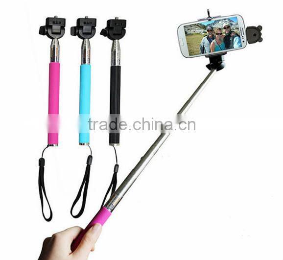 2015 Hot sale selfie stick with bluetooth shutter button selfie stick monopod