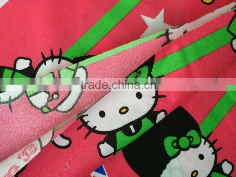 Colorful hello kitty pattern microfiber peach skin fabric for bedding