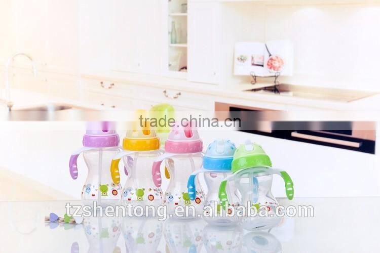 Kids straw with PP handle portable plastic drinking water bottle