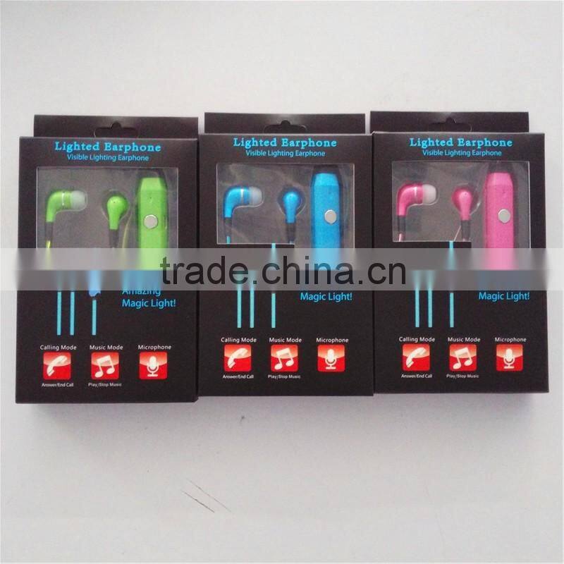 EL led flowing earphone / EL LED Visible Light Flowing IN-Ear Stereo Earphone el wire flash earphone