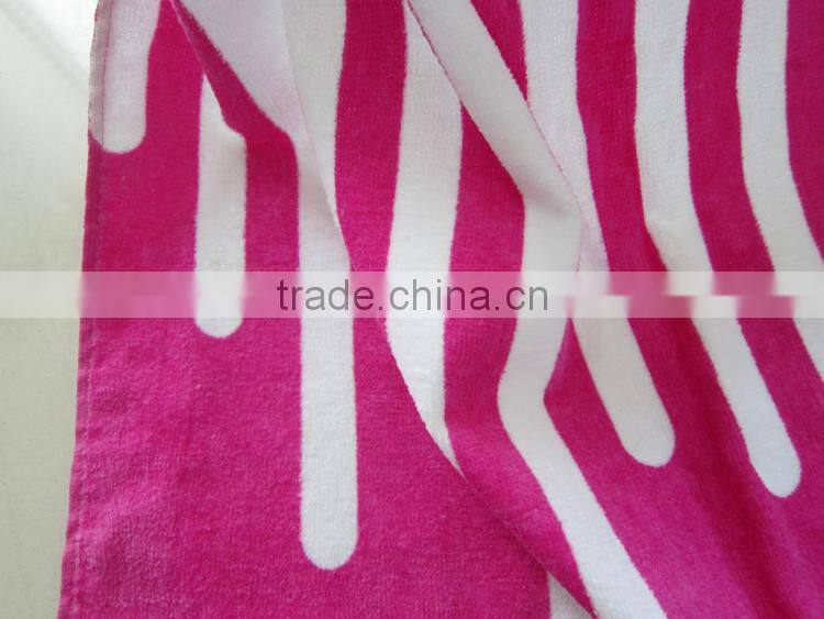 100% cotton rosy pink color airplane sleeping towel velour printed pool towel cover
