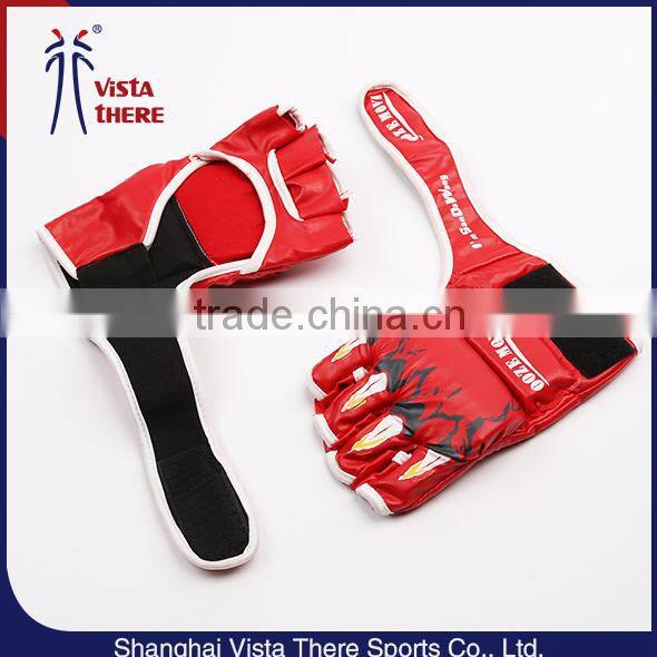 Fingerless Leather Spots Fitness Free Mma Fight kickboxing Glove