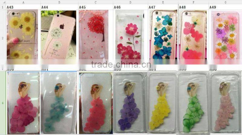 Wholesale factory price Dry pressed flower case natural fresh real flower designed phone case for smartphone